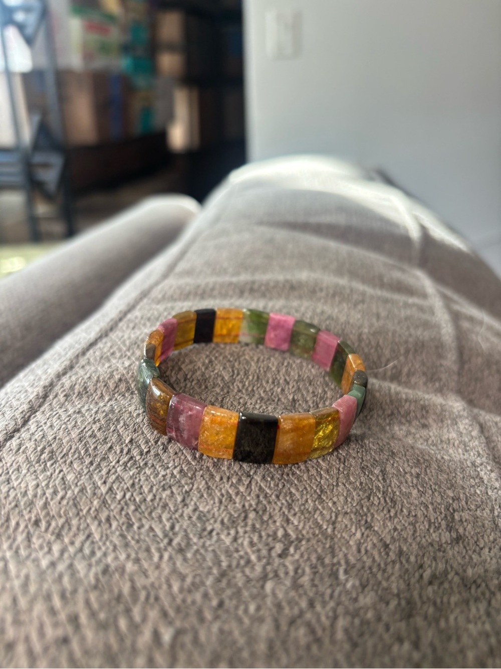 Multicolor Tourmaline Tile Stretch Bracelet - Women Jewelry